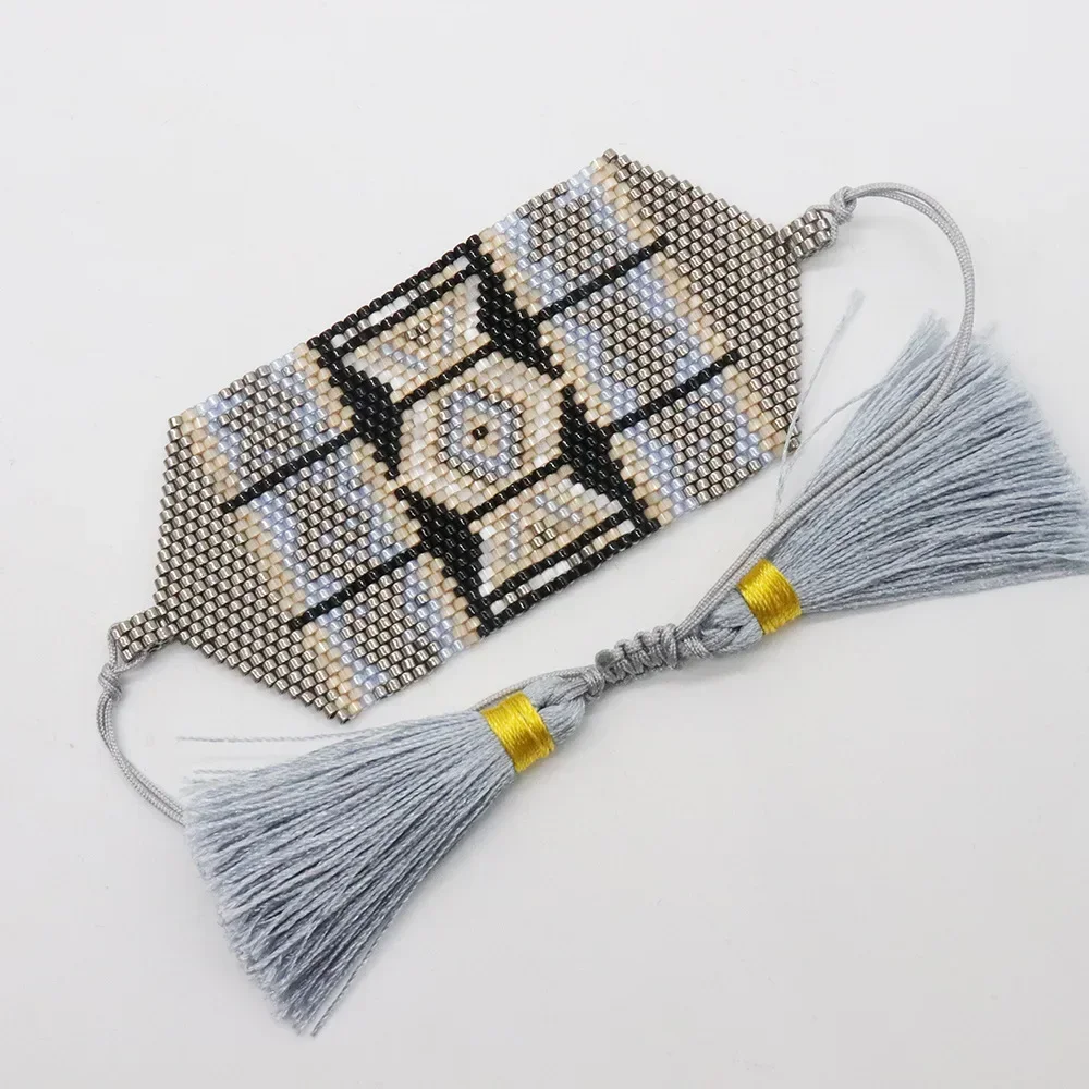 Rice bead bracelet Tidal current Simplicity Pattern Geometry Hand weaving Bohemia Adjustable Female Originality Beaded bracelet