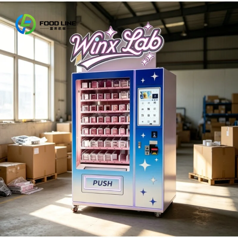 Customized Commercial Pink Beauty Vending Machine LED Lighting Self‑service Dispenser for Wig Cosmetics Retail Business