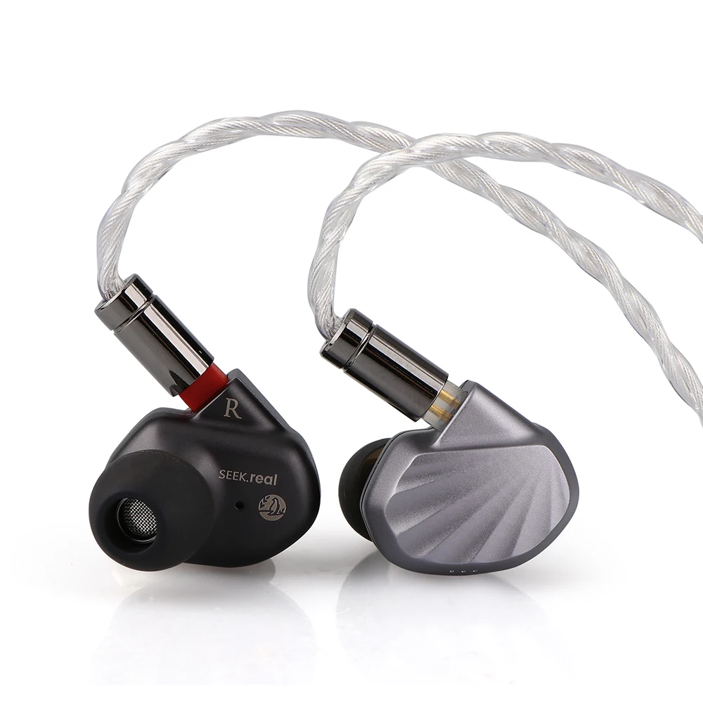 SeekReal Dawn 10mm*14mm Square Planar Driver + 1*BA Hybrid Drivers HiFi In-Ear Earphones 0.78 2pin Detachable Silver-plated IEM