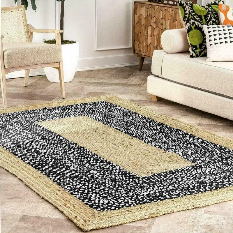 

Rug 100 % Jute & Cotton Hand Braided Style Modern Carpet Living Area Outdoor Rug