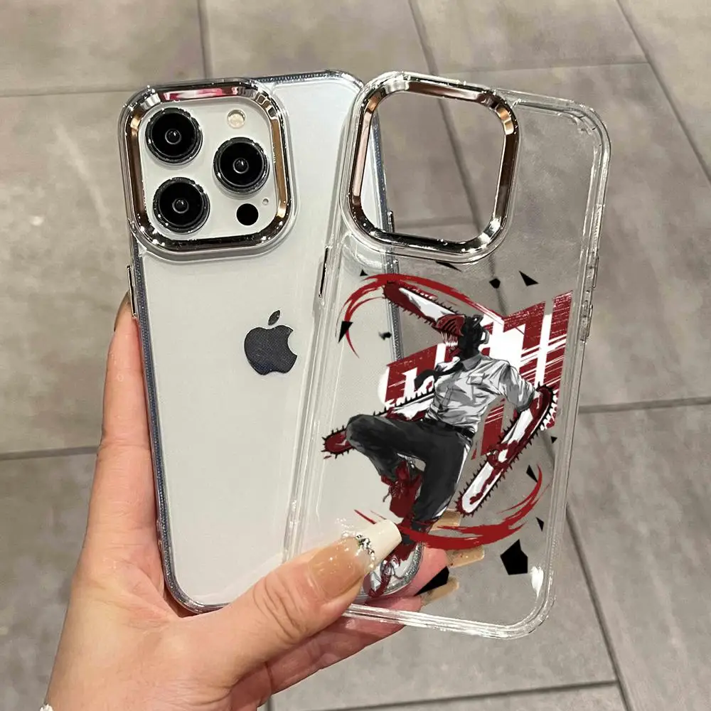 Funda Transparente XAXC HD C-Chainsaw-manS Denji MAKIMA para iPhone 11 12 13 14 15 16 17 Air Pro Max Plus Mini, Carcasa Antigolpes HD