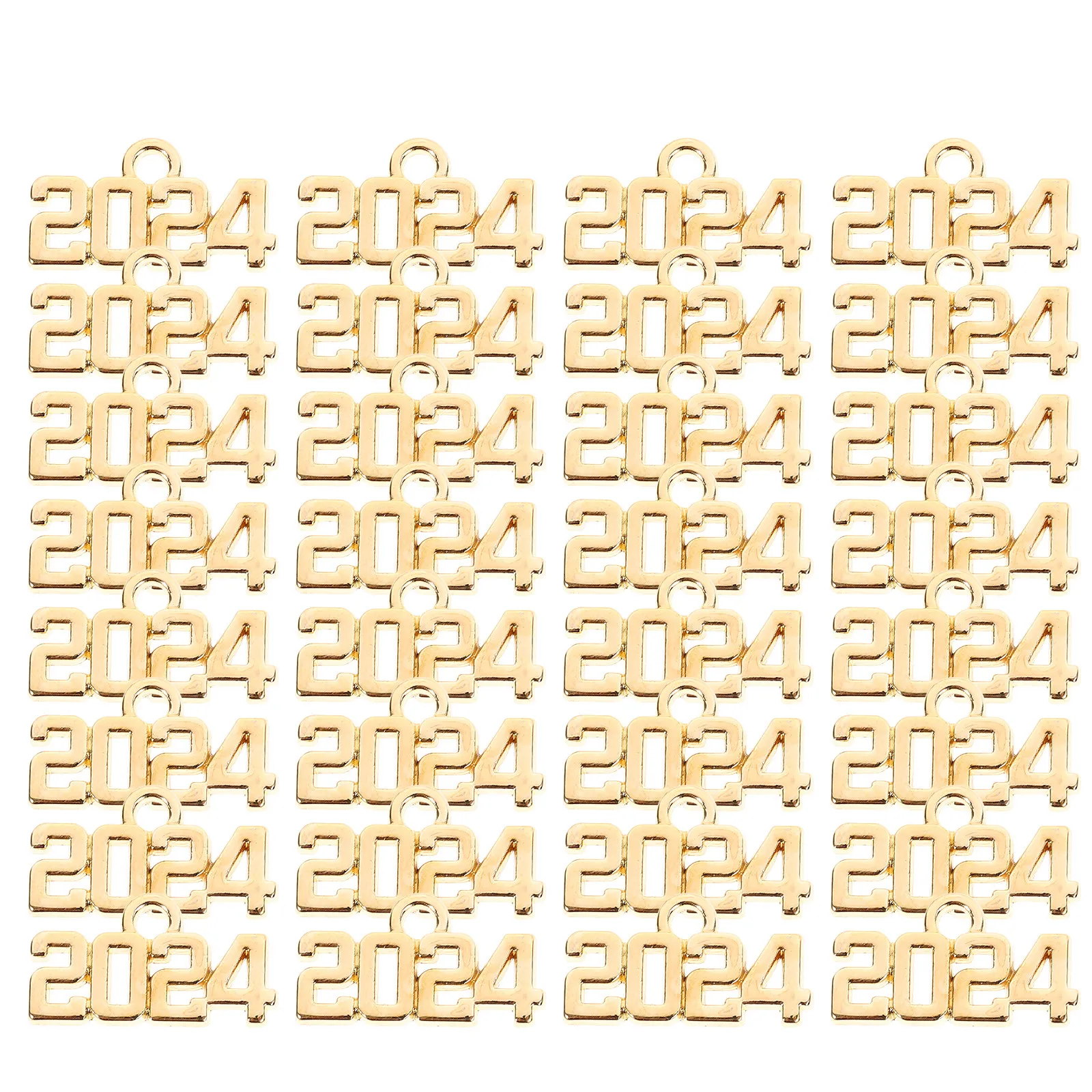 100Pcs 2024 Number Pendants Zinc Alloy Graduation Charms for DIY Jewelry Making Bracelets Necklaces Keychains Hat Tassels
