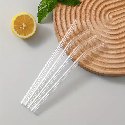 Conjunto de Canudos de Vidro Resistente ao Calor com Escova Reutilizáveis para Smoothies, Milkshakes, Chá e Suco Laváveis