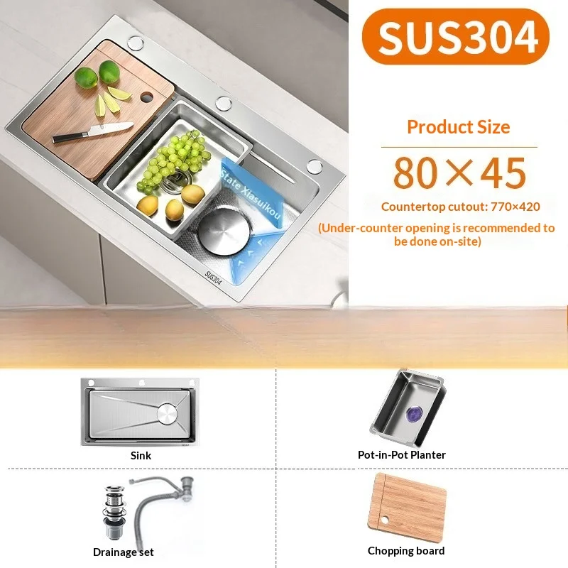 Кухонная мойка из нержавеющей стали 304, одна чаша, утолщенная, глубокая, в фермерском стиле, многофункциональная сливная доска для посуды, кухня