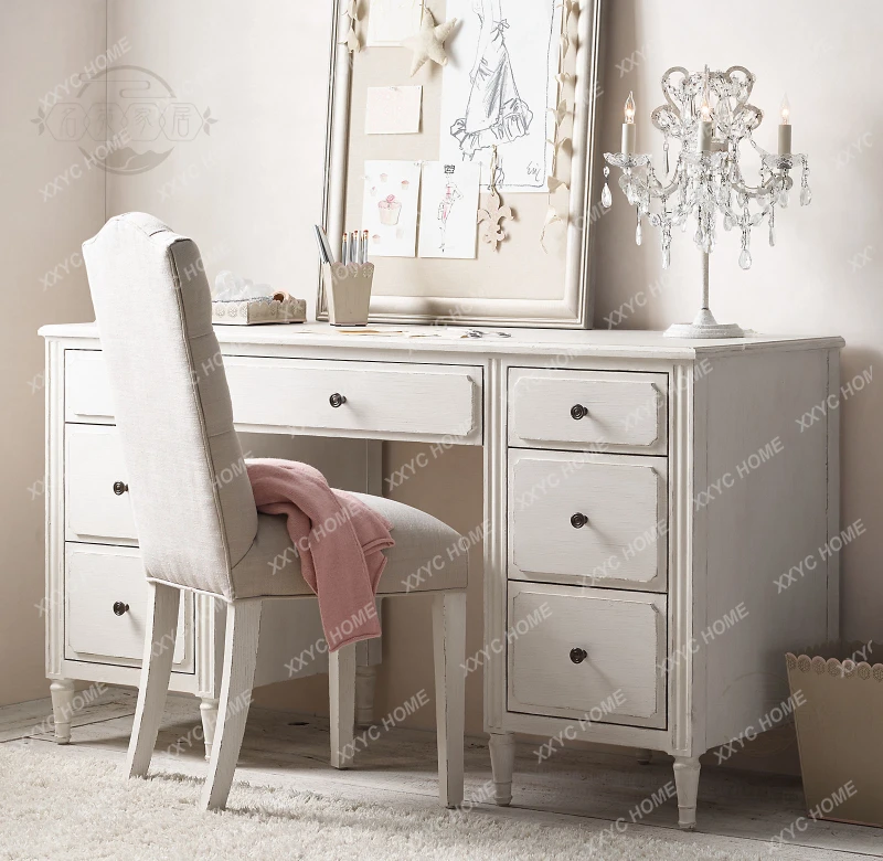 LX country simple light luxury fashion living room bedroom desk desk solid wood