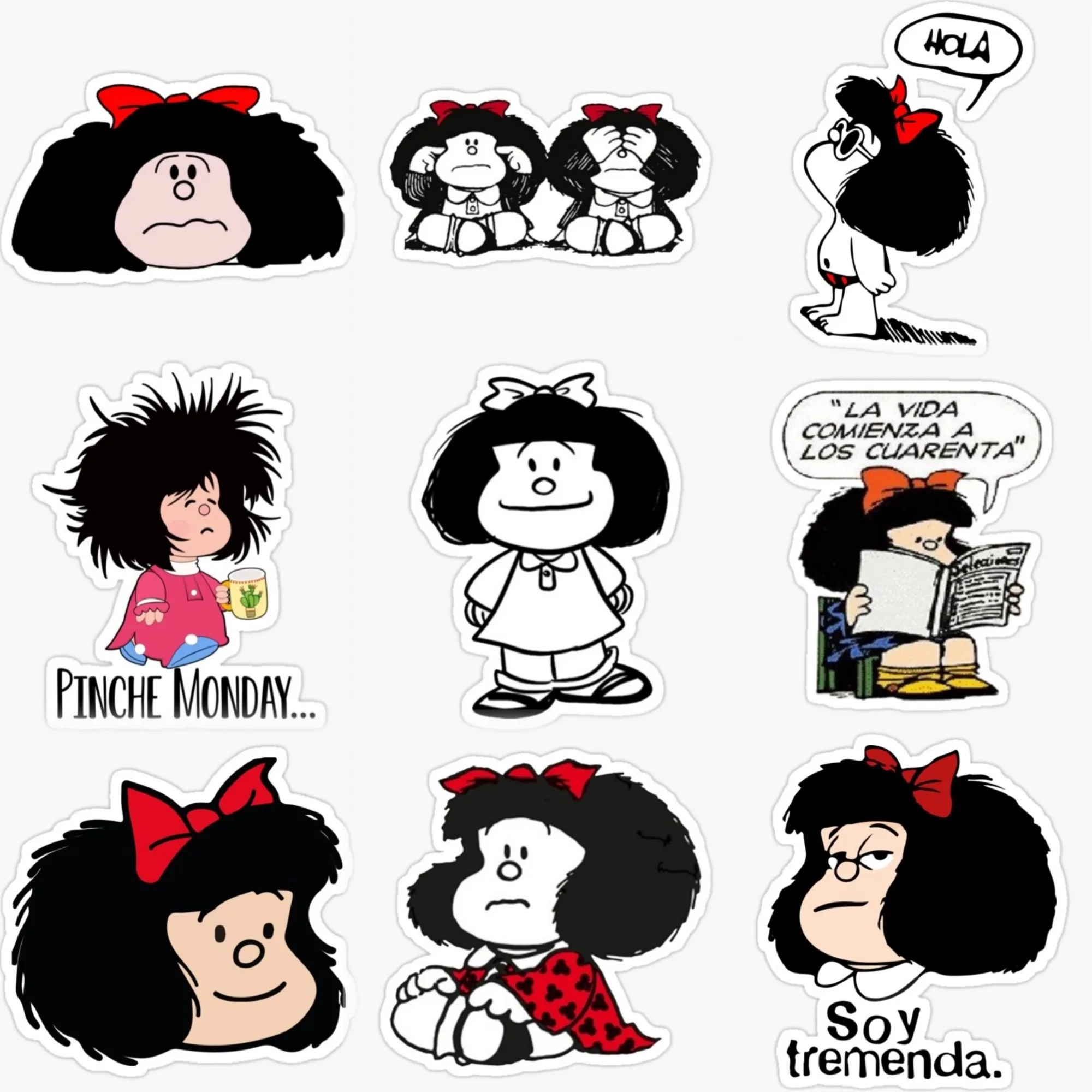 

Mafalda Cartoon Cute Creative PVC Sticker for Decorate Car Van Bicycle Helmet Window Fridge Room Wall Decal Accessories