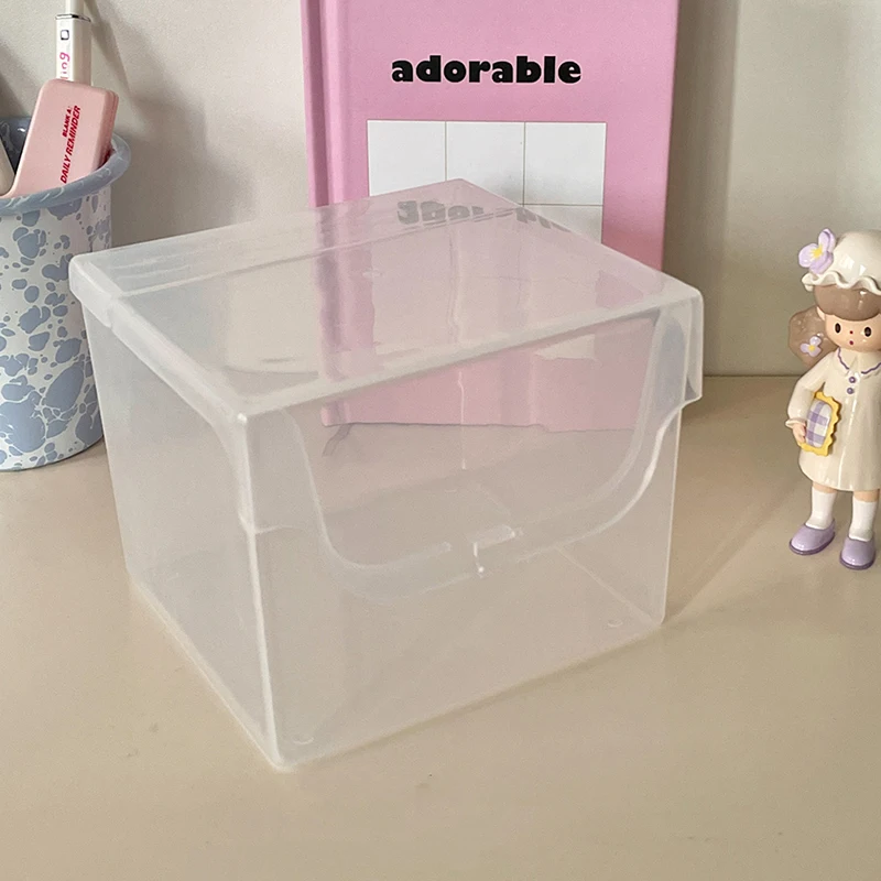 Caja de almacenamiento de tarjetas fotográficas, organizador transparente de escritorio, organizador de clasificación, papelería, pegatinas, Idol de Corea