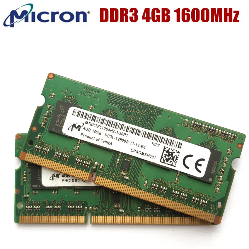 Micron 4GB 1Rx8 2RX8 PC3L 12800S DDR3 1600Mhz 4G Laptop Memory Notebook Module SODIMM RAM