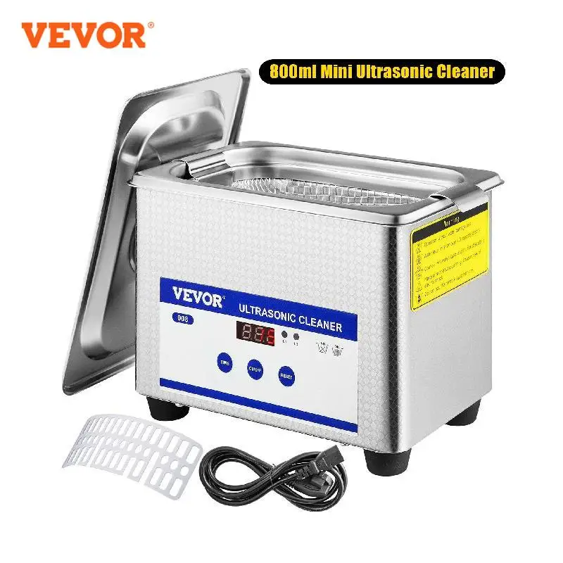 VEVOR Cronometro ad Ultrasuoni Digitale 0,8L 35W Pulitore ad Ultrasuoni Professionale in Acciaio Inossidabile per Gioielli, Orologi, Occhiali, Circuiti Stampati, Dentiere, Piccole Parti di Strumenti Dentali