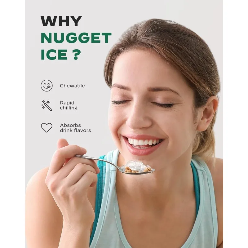 Nugget Ice Maker Countertop, Pebble Ice Maker with Soft Chewable Ice, One-Click Operation Ice Machine with Self-Cleaning