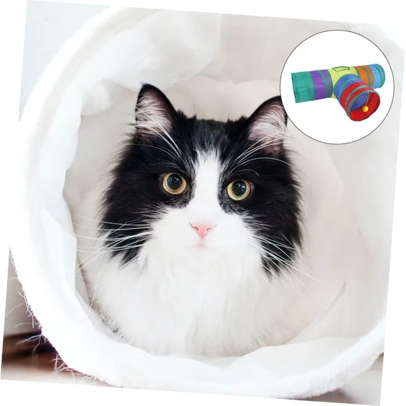 Cat Rattle Paper Tunnel Cat Toys Pet Crinkle Tunnel Cat Tent Tunnel Foldable Cat Toy Small Pet Cat Polyester Cotton