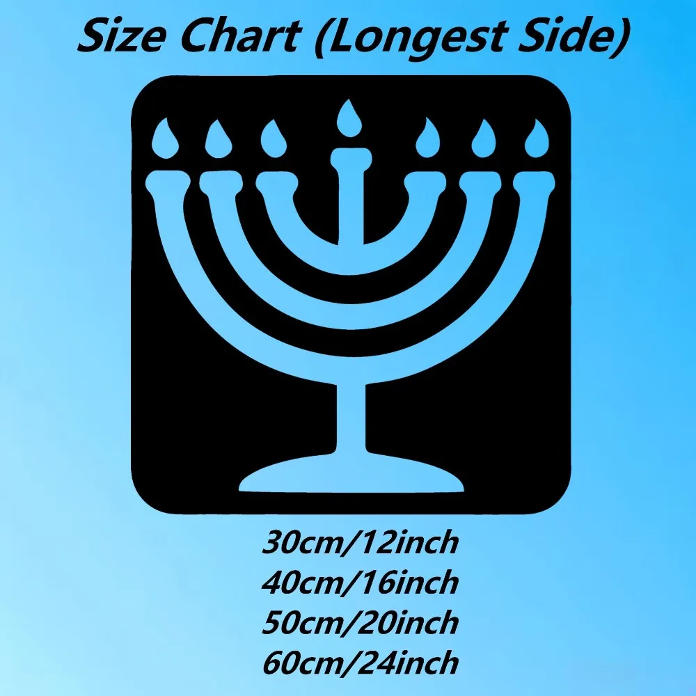 CIFBUY Vintage Menorah Metal Wall Art Iron Laser Cut Heavy Duty Black Hanging Sign For Home Office Decor Weather Resistant Accen