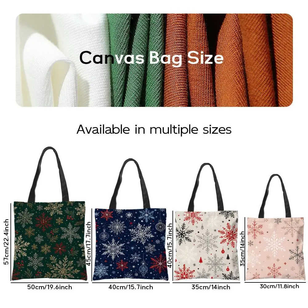 Nordic Snowflake Pattern Storage Bags Christmas Canvas Tote Bag Durable Large Capacity Commute Daily Casual Cozy Gift