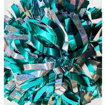 1 חתיכה, מעודדת פום פונם פונם, מתכתי אגם מתכתי כחול הולוגרפic כסף, גודל וצבע, ידית האטון, 1 מחשב