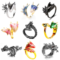Vintage Dragon Adjustable Rings for Men Women Gothic Animal Finger Opening Ring Punk Hiphop Party Fashion Jewelry Accessories