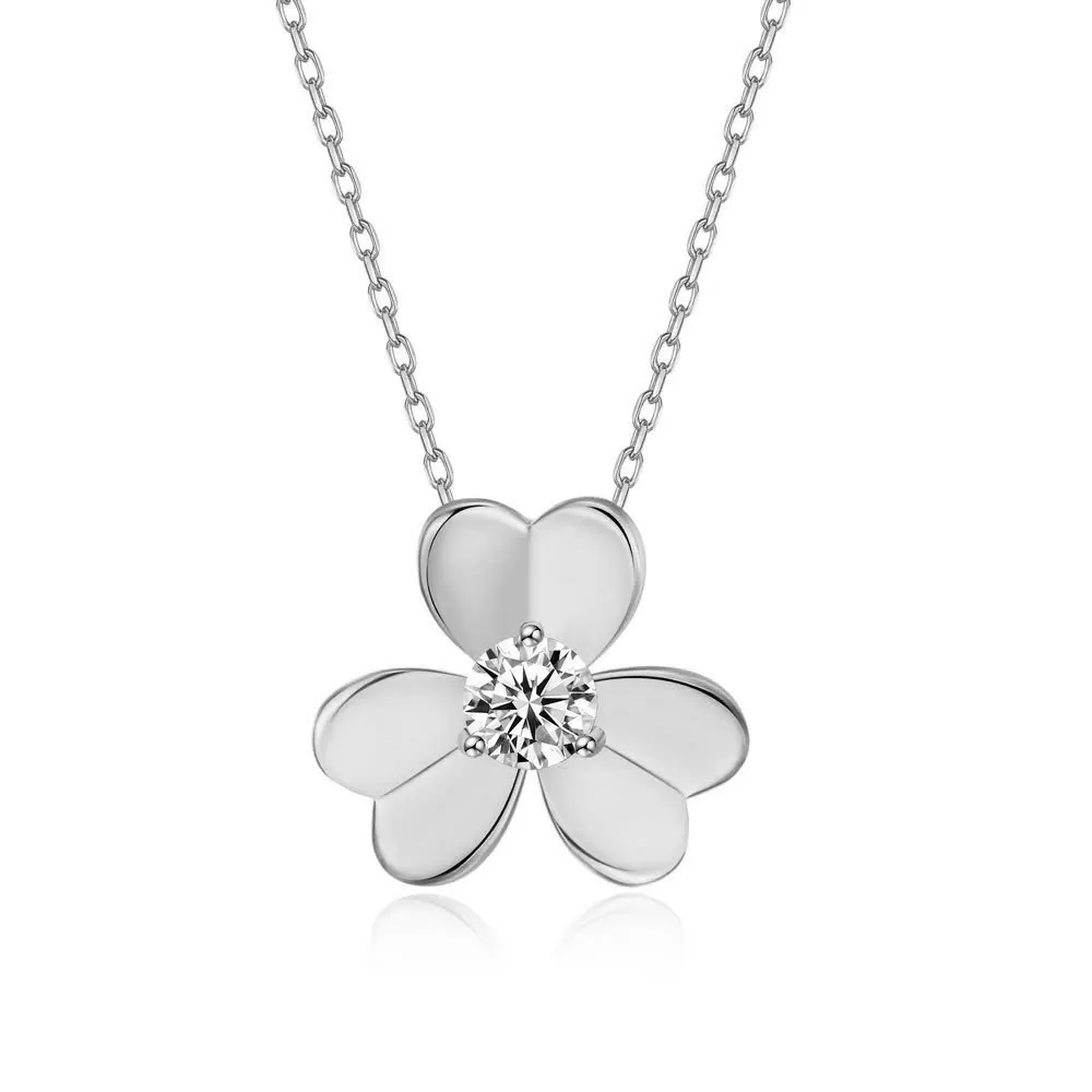 100% Real 0.5 Carat Clover Moissanite Pendant Necklace for Women 925 Sterling Silver Diamond Chain Necklaces Fine Jewelry
