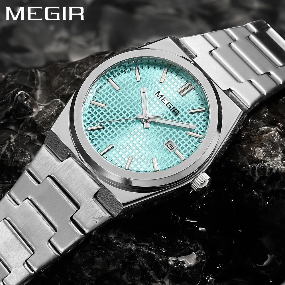 MEGIR New Luxury Men Quartz Watches Waterproof Fashion Business Watch Man Stainless Steel Sport Watch for Male Analog Clock