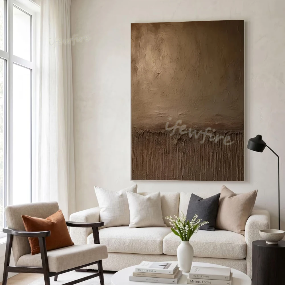 Modern Abstract Oil Painting on Canvas Image 100% Handmade Blue-Gray Knife Wall Art Picture for Living Room Home Decor Artwork