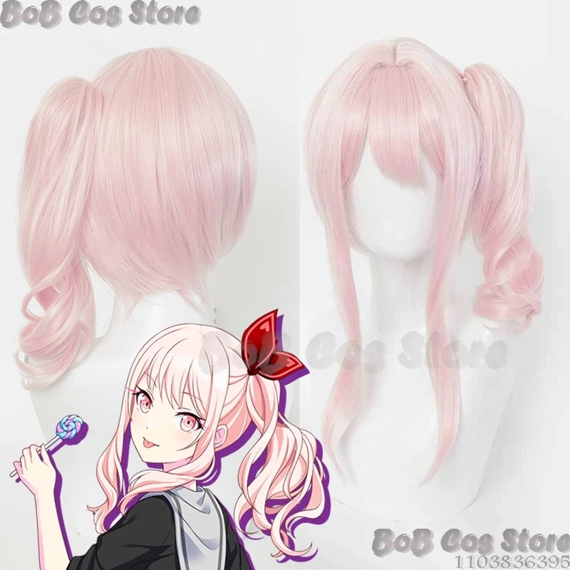 Mizuki Akiyama Pink Wig Game Project Sekai Colorful Stage! Cosplay Prop One-sided Slanted Ponytail Hair Women Girls Cos Comic