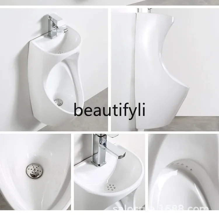 Ceramic urinal integrated with wash basin urinal wall-mounted induction urinal