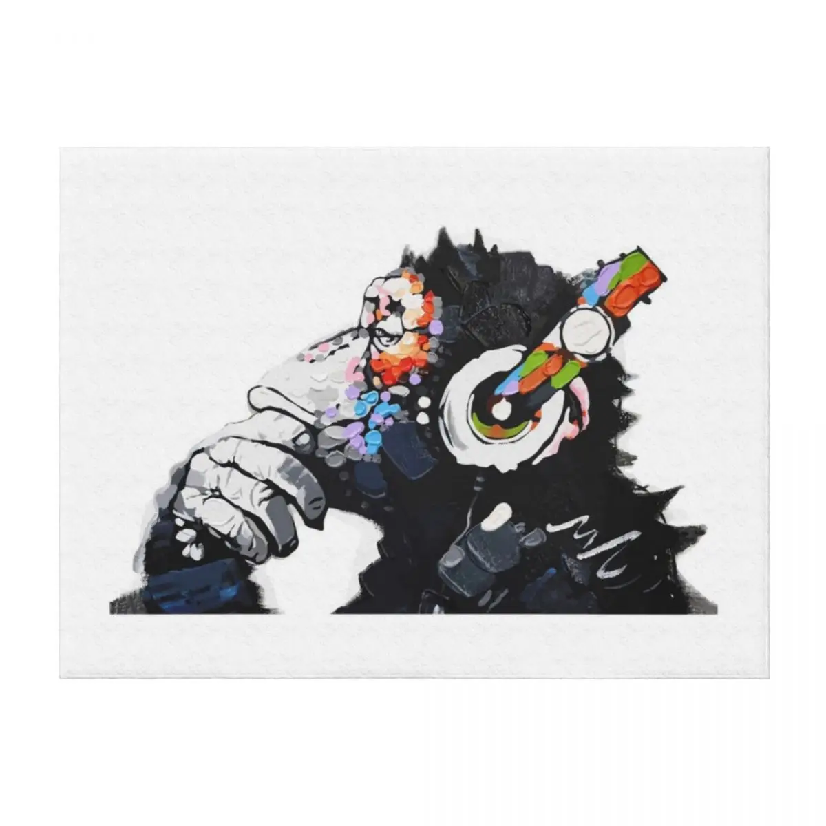 

Banksy DJ Monkey Thinker with Headphones White Throw Blanket Baby Sofa warm winter Sofa Throw Blankets