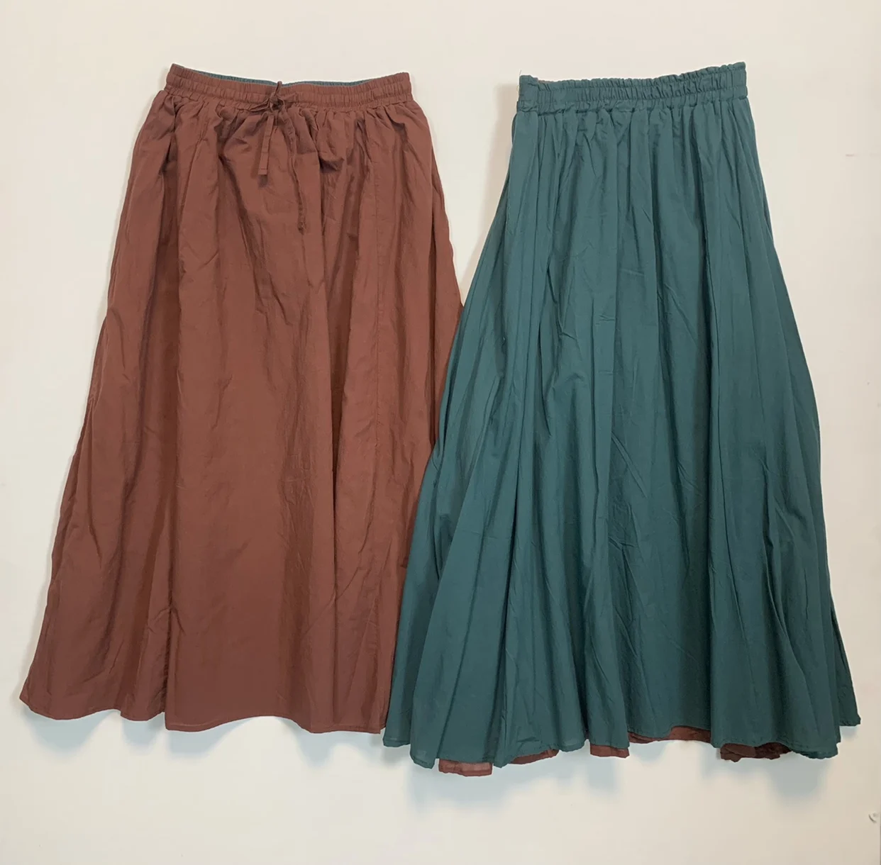 Dubbelzijdig Slijtage Elastische Taille Belted A-lijn Midi Rok Puur Katoen Pendelen Koreaanse Sle Geplooide Hoge Taille Dames Rok