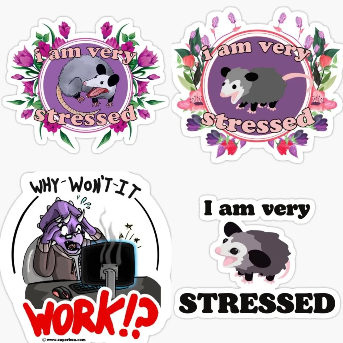 personality is Very Stressed and Cute Plus Flowers Sticker Outdoor Rated Vinyl Sticker Decal for Windows, Bumpers, Laptops