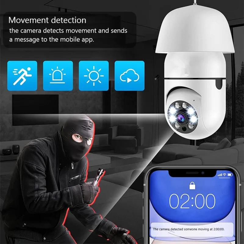 2.4G E27 Light Bulb Wifi Camera Night Version Security Protection 360° HD IP Camara Vigilancia IR Smart Home Cctv PIX-LINK image 5