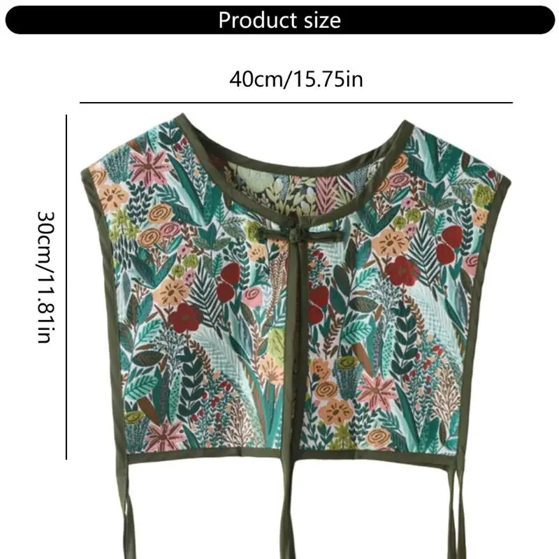39BD Frauen Chinesischen Stil Stickerei Halb Top Schal Vintage Flroal Cheongsam Gefälschte Kragen Spitze-Up Dekorative Hals – Detail 6