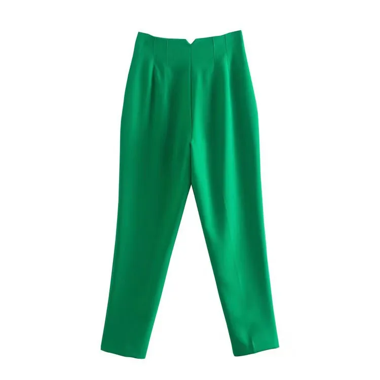 Pantaloni da donna TRAF 2024 pantaloni da ufficio alla moda Chic per donna pantaloni alla caviglia femminili con cerniera a vita alta Vintage Mujer