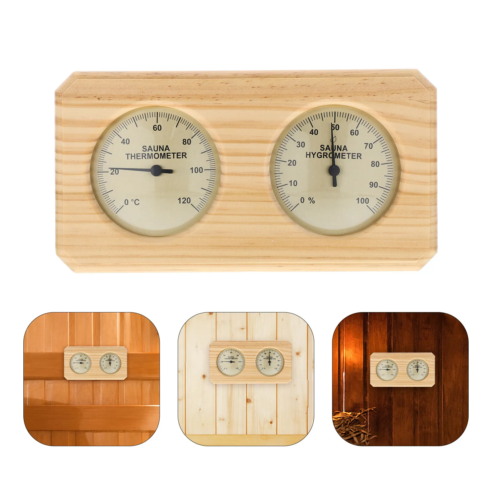 

Wooden Hygrometer Thermometer for Sauna Indoor Humidity Temperature Gauge Wall Mounted Easy Installation Home Sauna Accessories