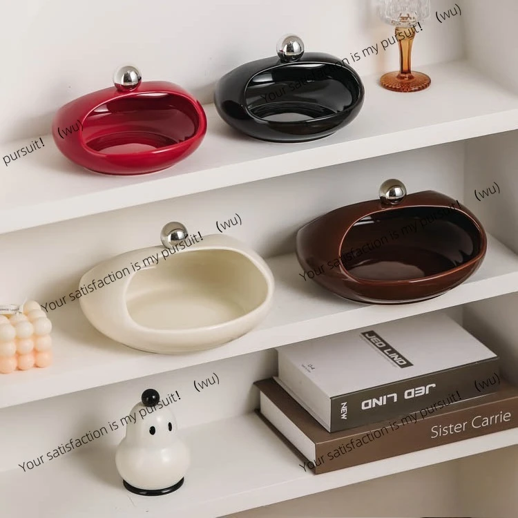 Ceramic fruit plate new high-value light luxury high-end home living room fruit snack candy plate exquisite fruit plate