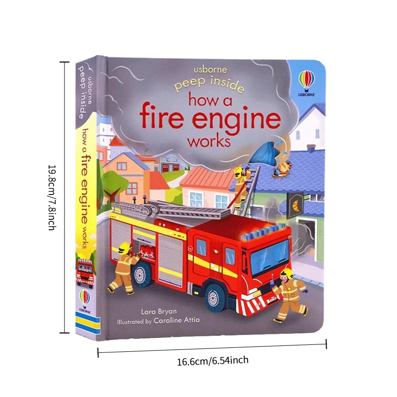 Usborne Peep Inside: How a Fire Engine Works - 3D Stereoscopic English Picture Book Beginner's Learning Tool for Kids
