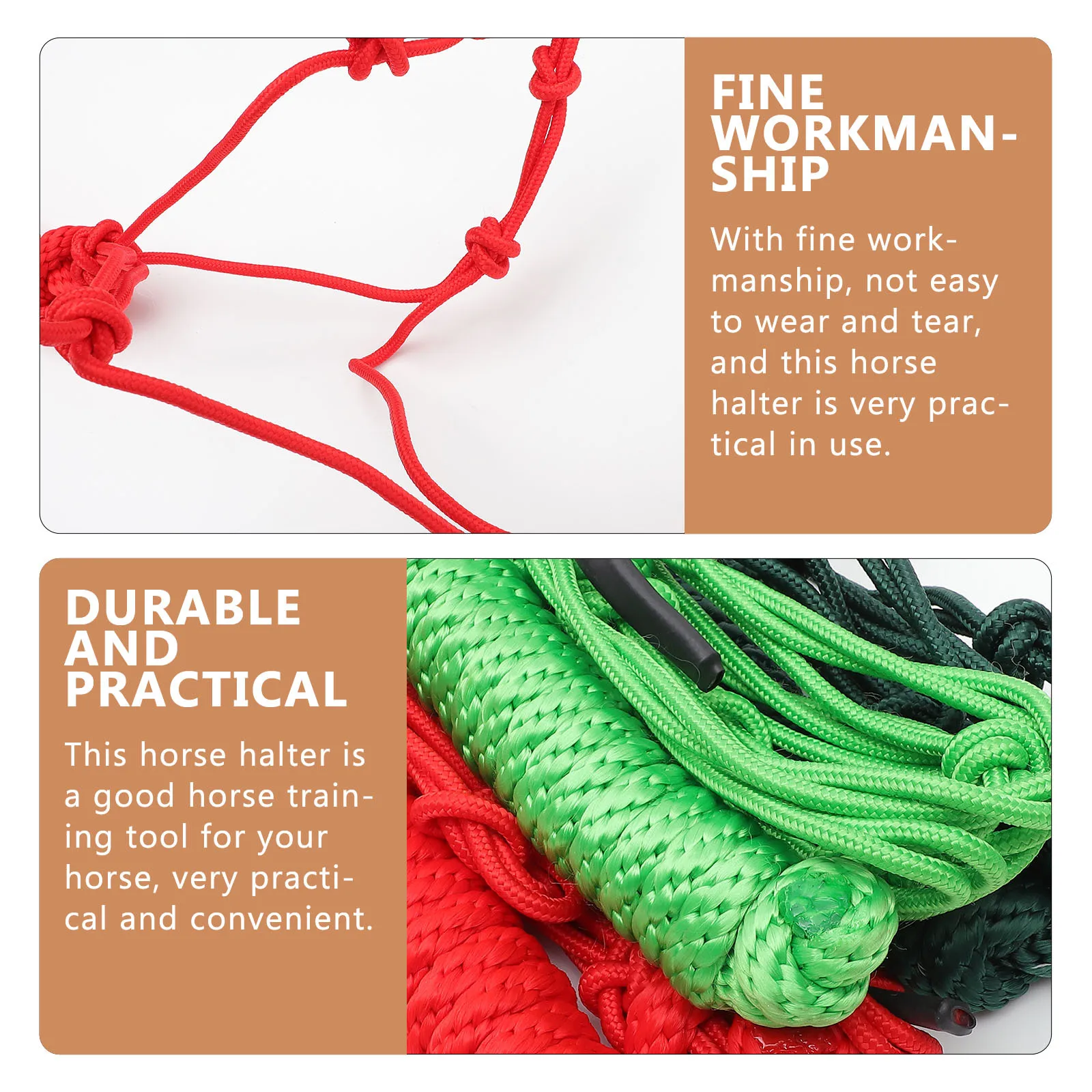 حبل مضفر ومتين وقوي ومريح وسهل الاستخدام ومحمول وخفيف الوزن لتدريب الحصان وحبل رسن لثدي
