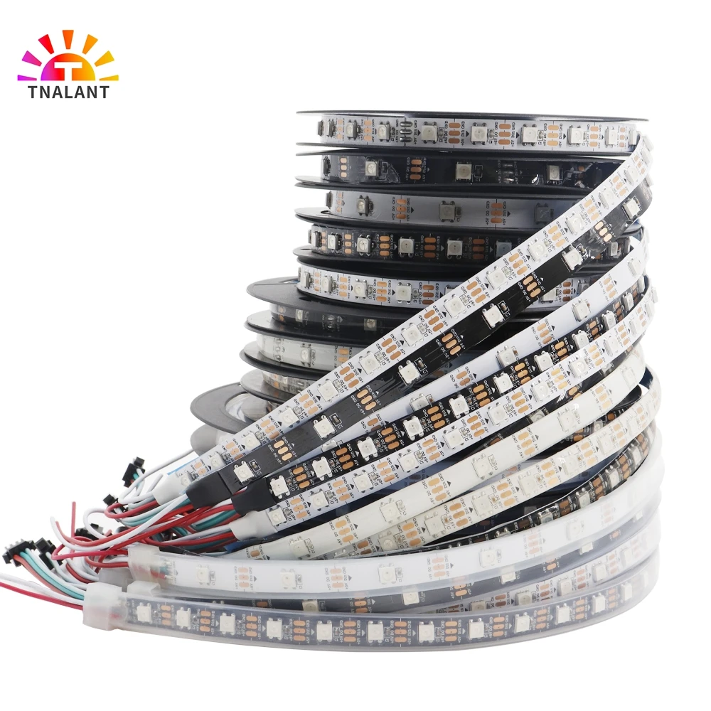 rgb inteligente levou tira de luz 30 60 96 144 leds m ws2812 pcb ip30 65 67 15m dc5v ws2812b 01