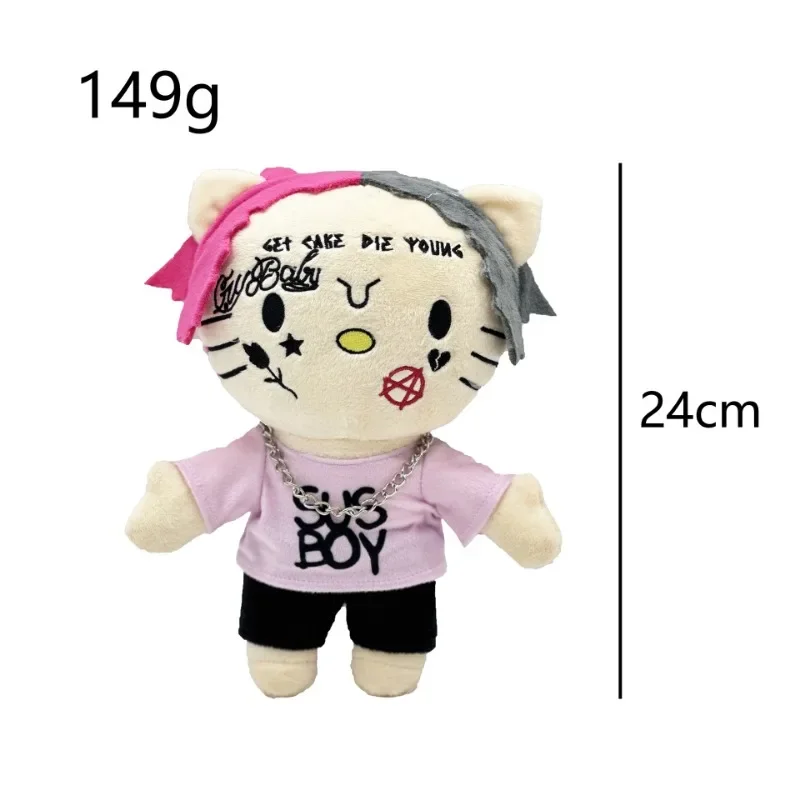 Sanrios Funny Cartoon Taylor Swift Eras Tour Hello Kitty Black Leather Plush Doll Anime Kawaii Toy Ornament Couple Surprise Gift