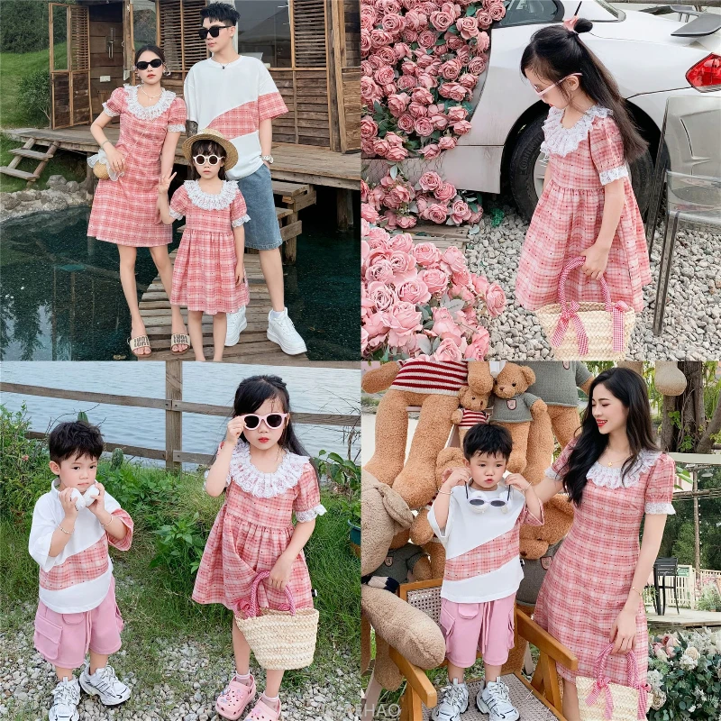 

2025 Family Matching Outfits Cartoon Tshirt Set Father Son Summer Costume Children New Premium Mom Daughter Dress Twin Clothes