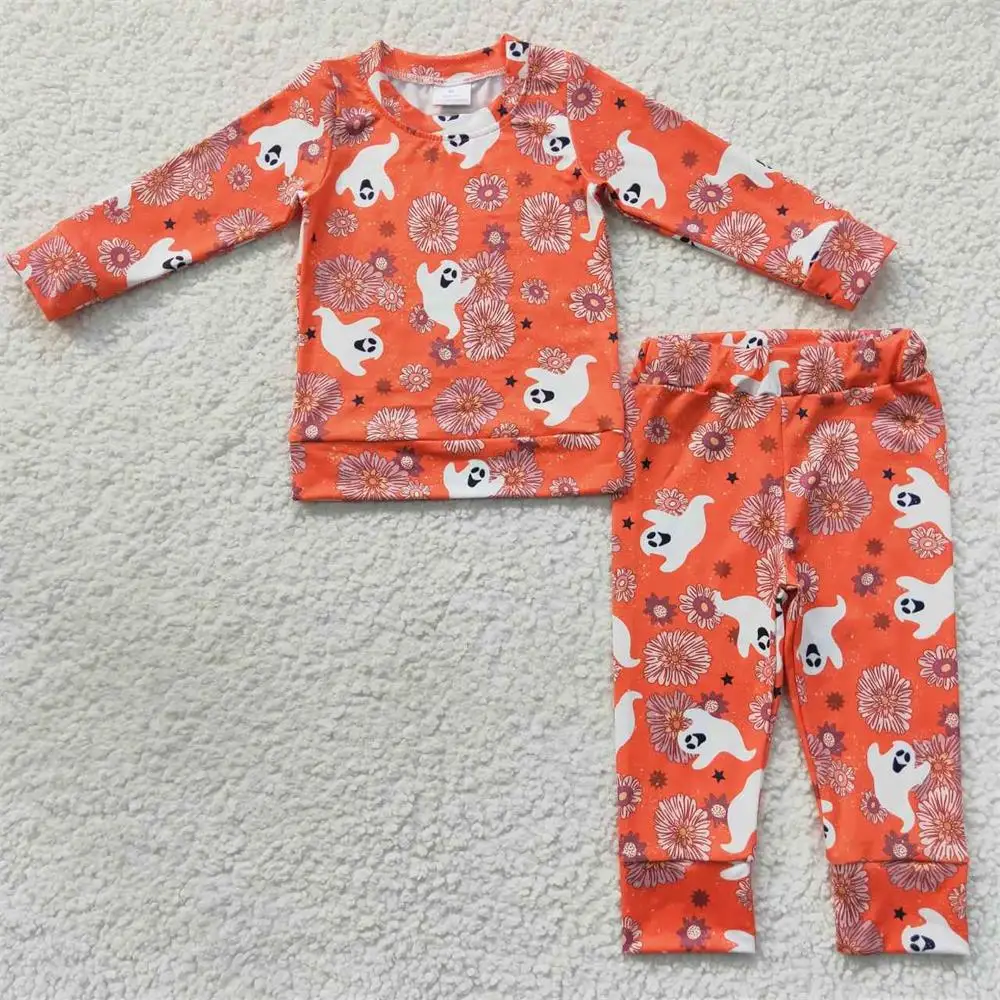 

Wholesale Children Long Sleeves Ghost Floral Shirt Pants Pajamas Kids Toddler Set Baby Girl Halloween Flower Nightclothes Outfit