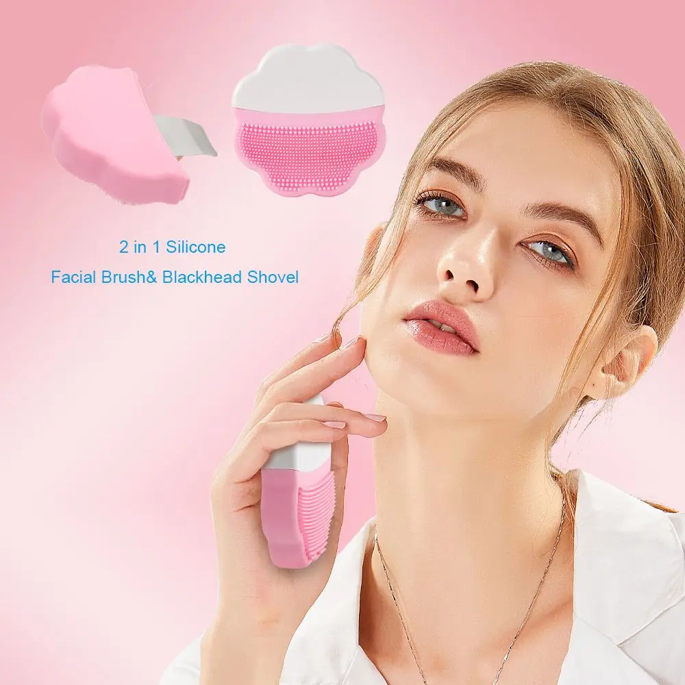 Flower Shape 2 in 1 Silicone Facial Brush Exfoliator Tool Soft Exfoliating Facial Brush Hand Wash Brush Skin Care