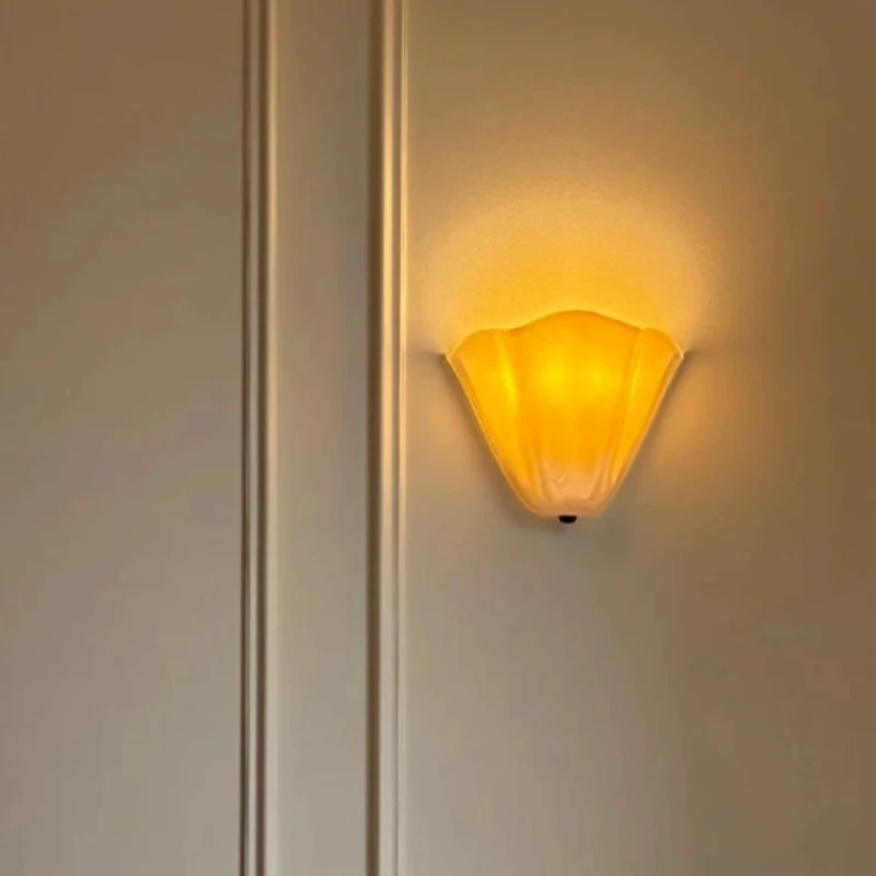 Upgraded Version American Vintage Colored Berry Glass Wall Lamp LED E14 Design Shell Wall Mounted Living Room Background Bedroom