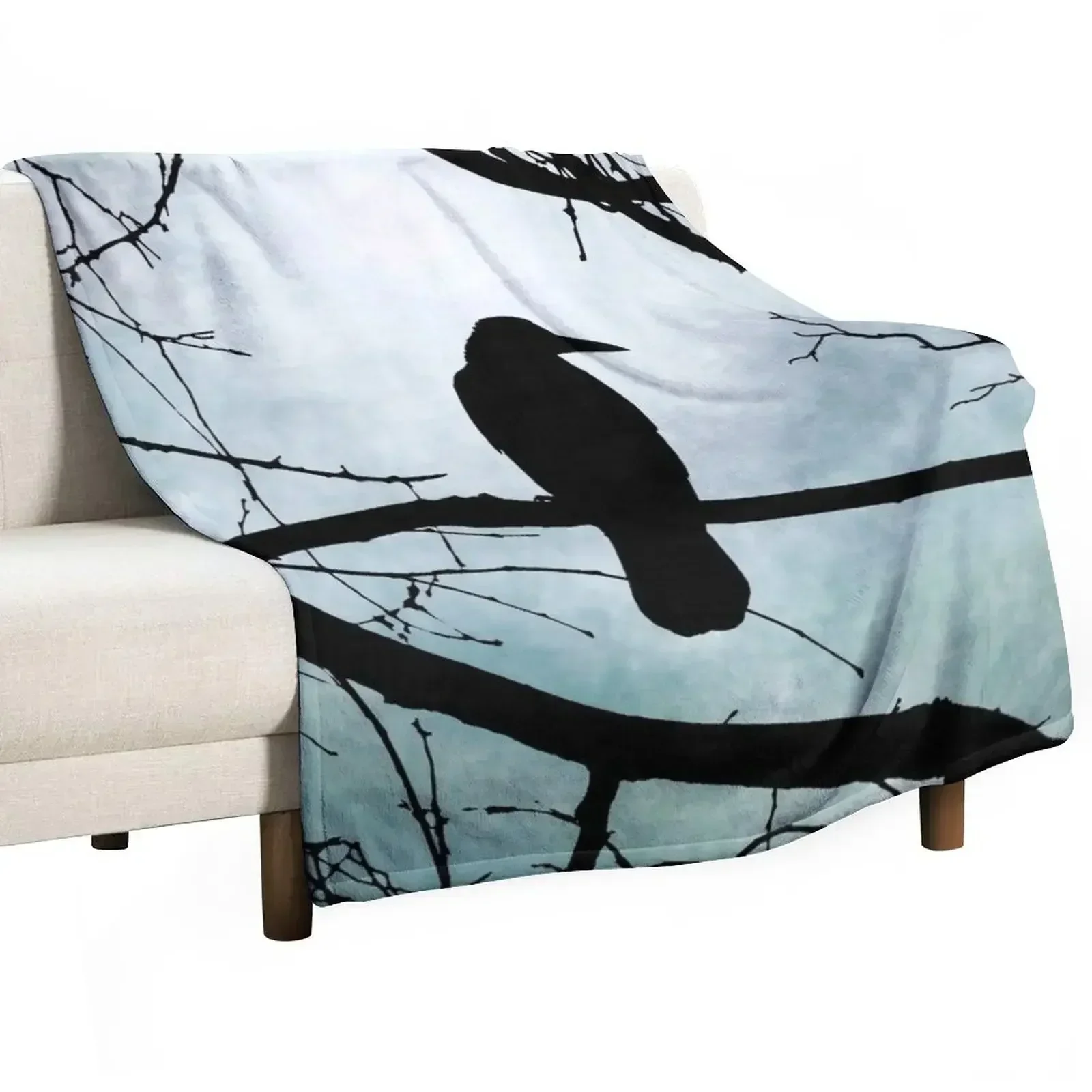 

Bird 77 Crow Raven Throw Blanket Decoratives Decorative Beds Blankets