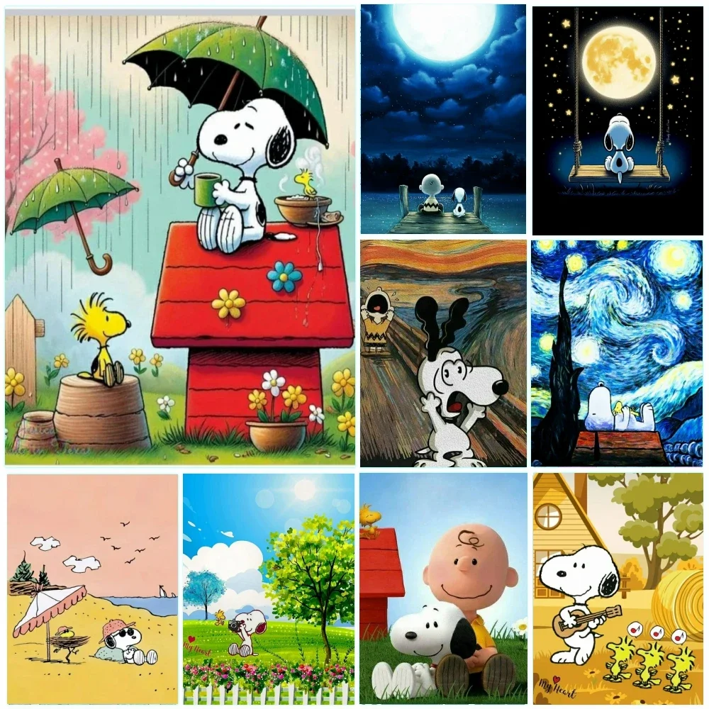 2025 New Cute Snoopy Diy Diamond Art Painting RhinestonesSwings On The Swing Mosaic Cross Stitch Kits Embroidery Children's Gift