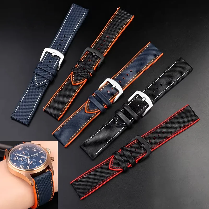 For Omega Tissot MIDO IWC Seiko watchband 19 20mm 22mm Nylon Silicone Bottom Watch Strap Men Sport Rubber Wrist Band Accessories