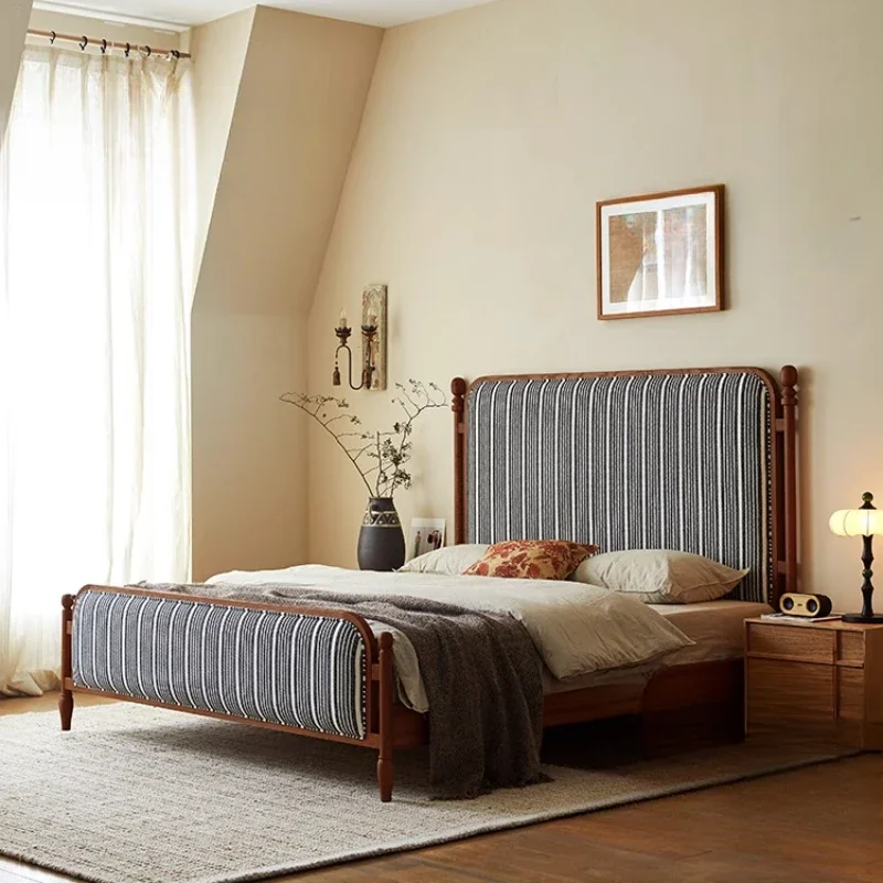 Queen Modern Double Bed Set Luxury Backrest Designer Hotel King Bedroom Bed Loft Wooden Big Camas De Dormitorio Home Furniture