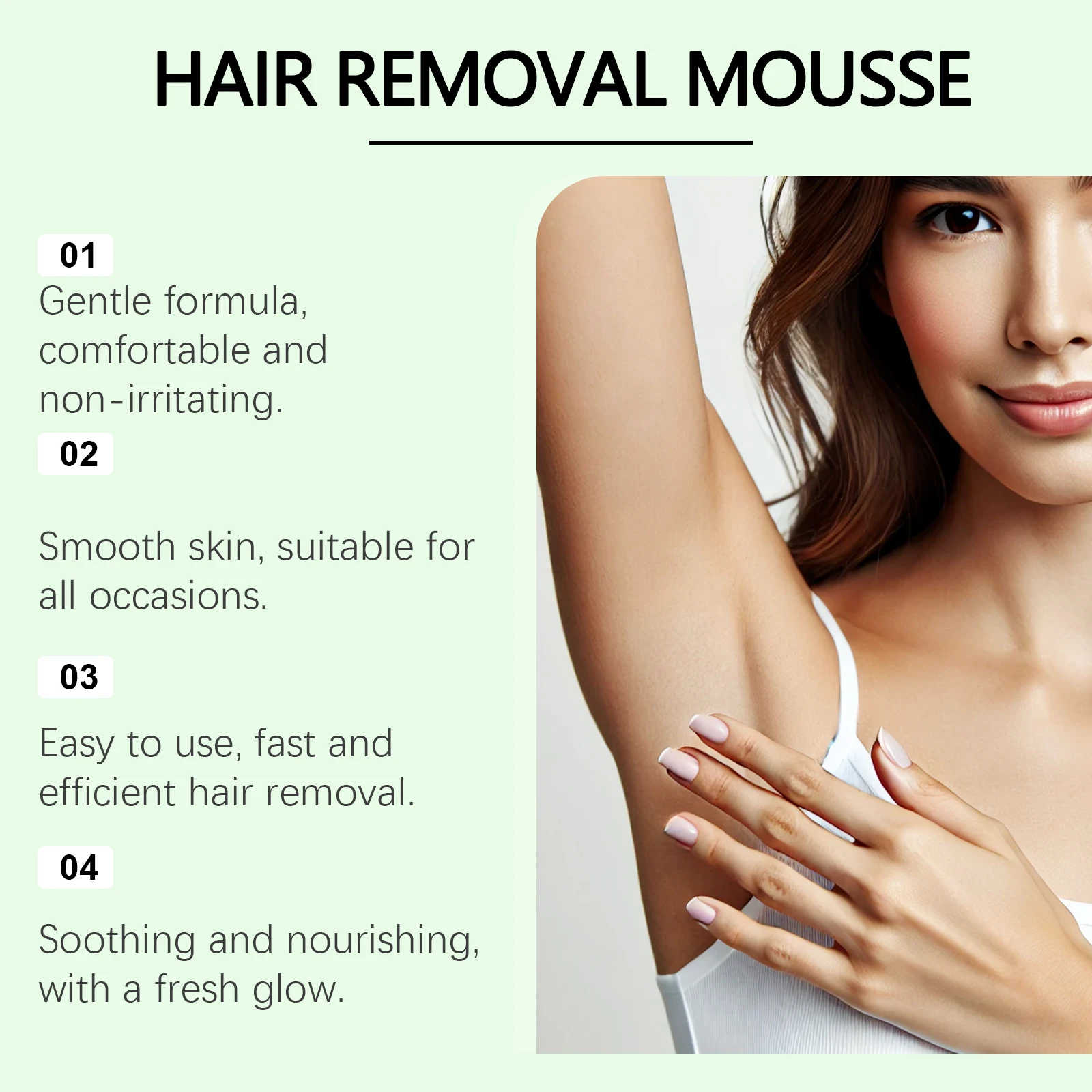 Aloe Vera Hair Removal Mousse Moisturizing Instant Smooth Skin Soothing Nourishing Gentle Quick Painless Depilatory Mousse