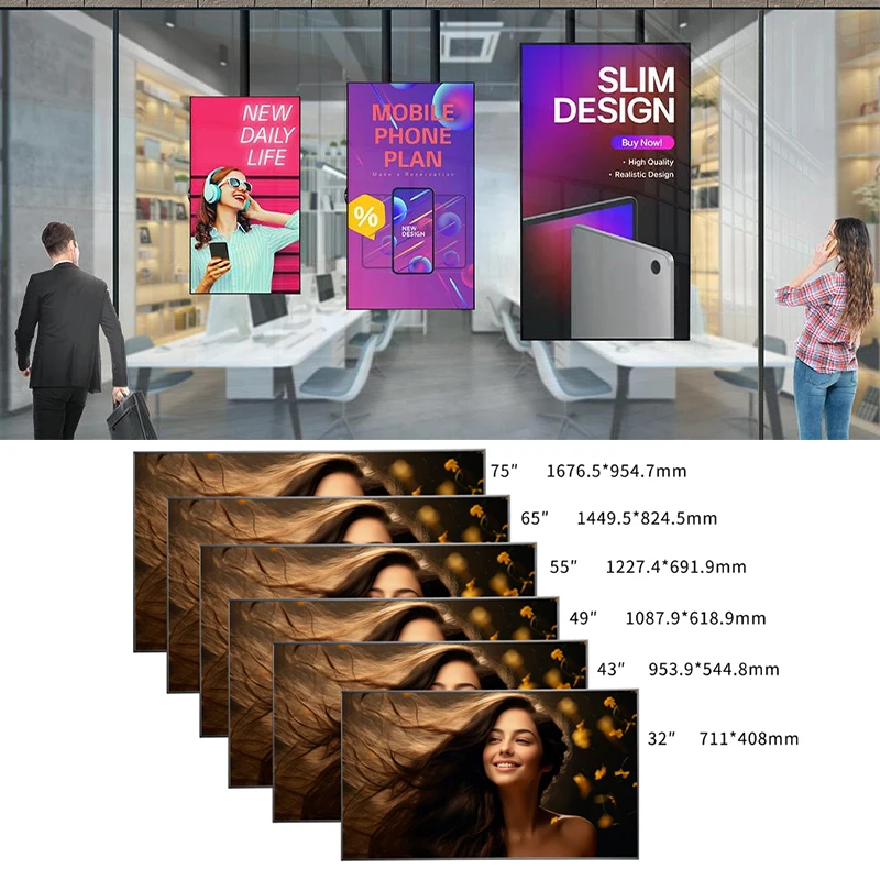 32 43 Poster semi-esterno da 55 pollici Monitor Android Lettore pubblicitario Display LCD Schermo Vetrina del negozio di segnaletica digitale
