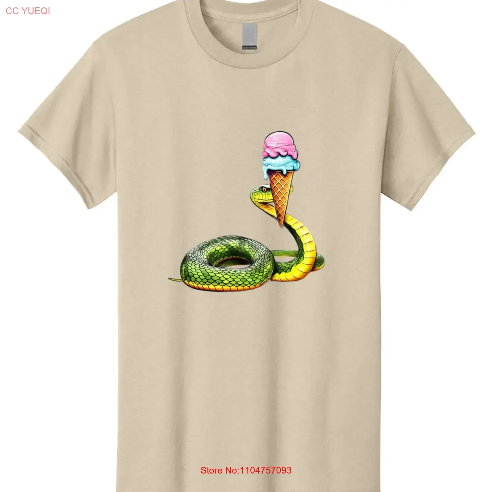 Snake Ice Cream Cone Mens T Shirt 100 Cotton Casual Summer Wear vintage Washed Unisex designer clothes Versatile streetwear