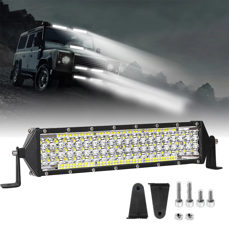 12inch 132LED 414W 5 rows LED Work Light Bar Spotlight Flood 12V 24V Offroad LED Light Bar For Truck Offroad 4X4 4WD Car SUV ATV