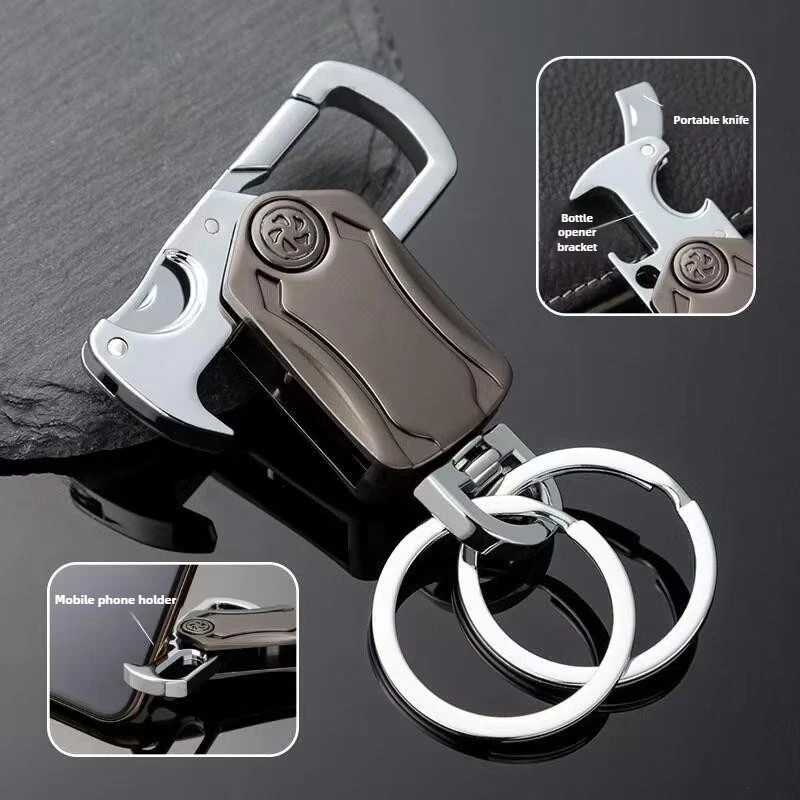 High Quality Simplicity Waist Hanging Creative Double Ring Metal Zinc Alloy Key Chain Men's Women's Keychain