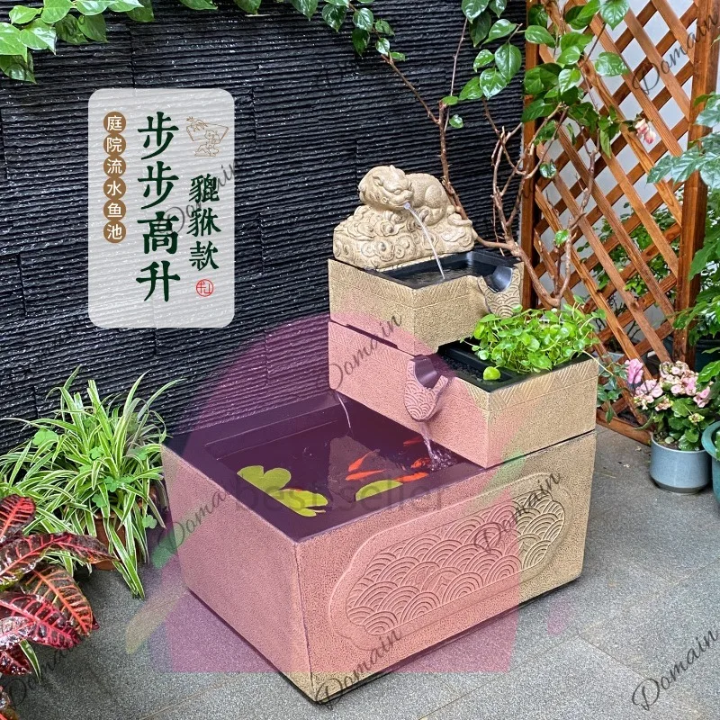 sBc Outdoor Courtyard Fish Pond Waterfall Fountain Ornament New Chinese Style Large Landscape Water Feature